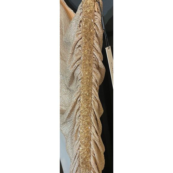 Calvin Klein One-Shoulder Gown with Side Ruching and Beaded Detail - Picture 6 of 10